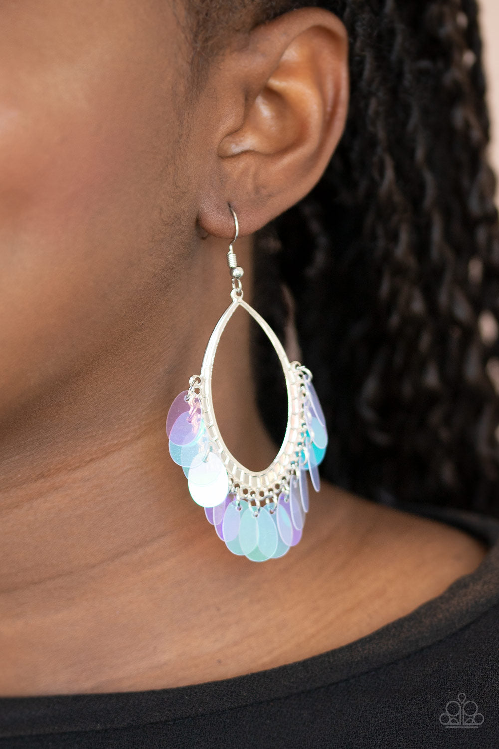 MERMAID MAGIC - MULTI IRIDESCENT SEQUINS TEARDROP EARRINGS