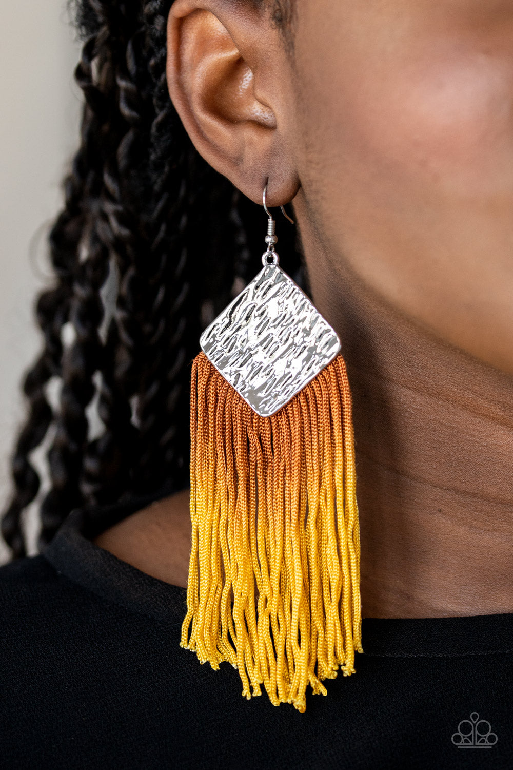 DIP THE SCALES - YELLOW BROWN TIE DYE DIPPED SILVER EARRINGS