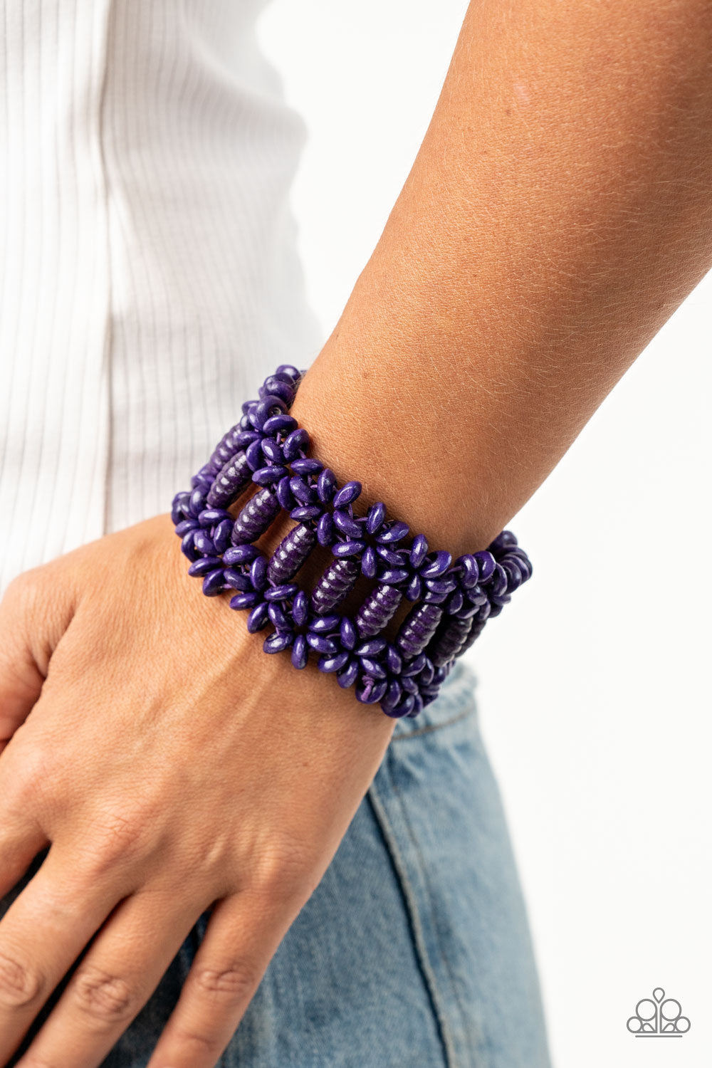 FIJI FLAVOR - PURPLE WOODEN STRETCH BRACELET