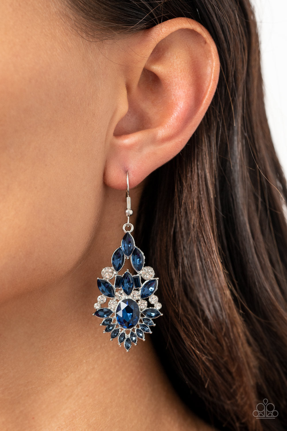 ICE CASTLE COUTURE - BLUE SAPPHIRE RHINESTONES EARRINGS