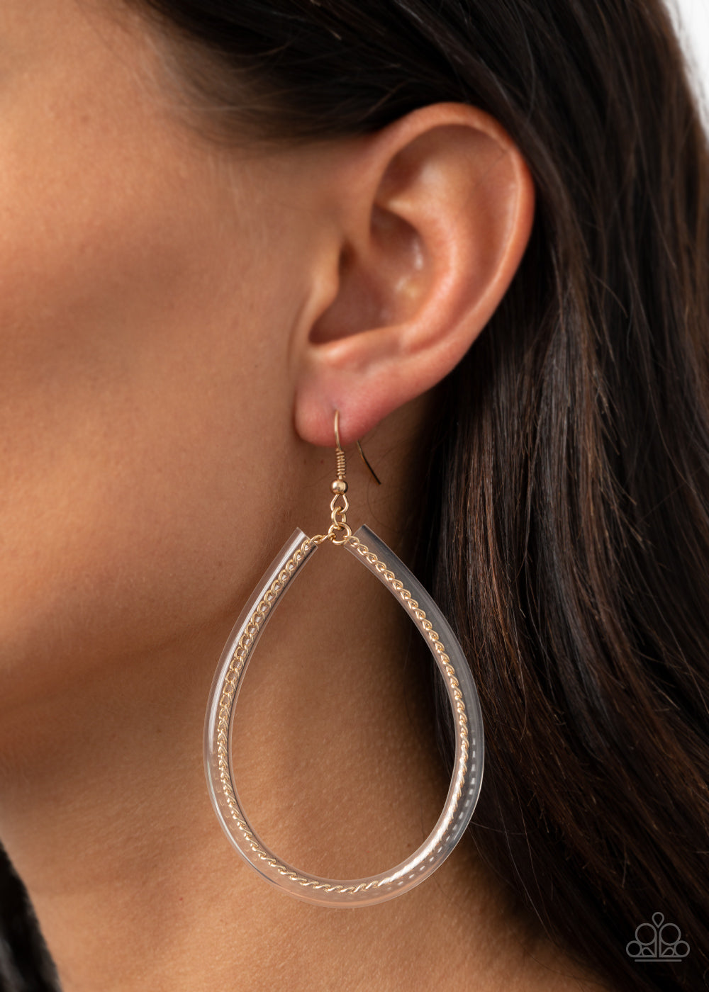 JUST ENCASE YOU MISSED IT - GOLD WIRE TEARDROP CLEAR PVC EARRINGS