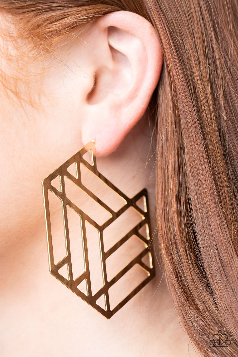 GOTTA GET GEO-ING - GOLD GEOMETRIC HOOP EARRINGS