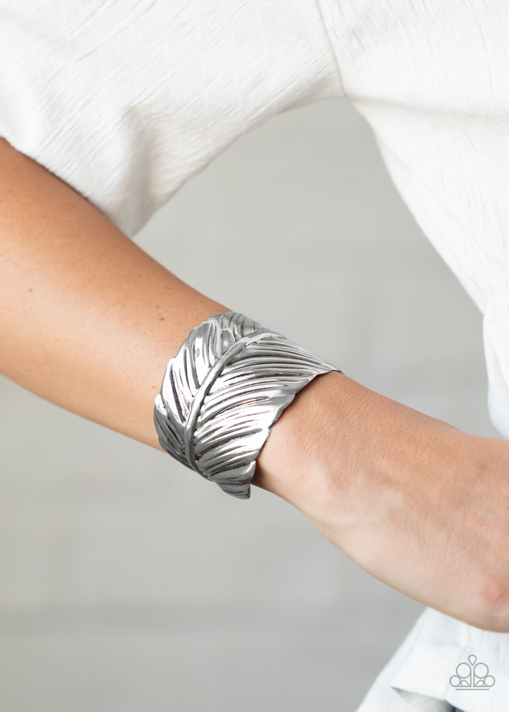 WHERE THERES A QUILL, THERES A WAY - SILVER FEATHER CUFF BRACELET