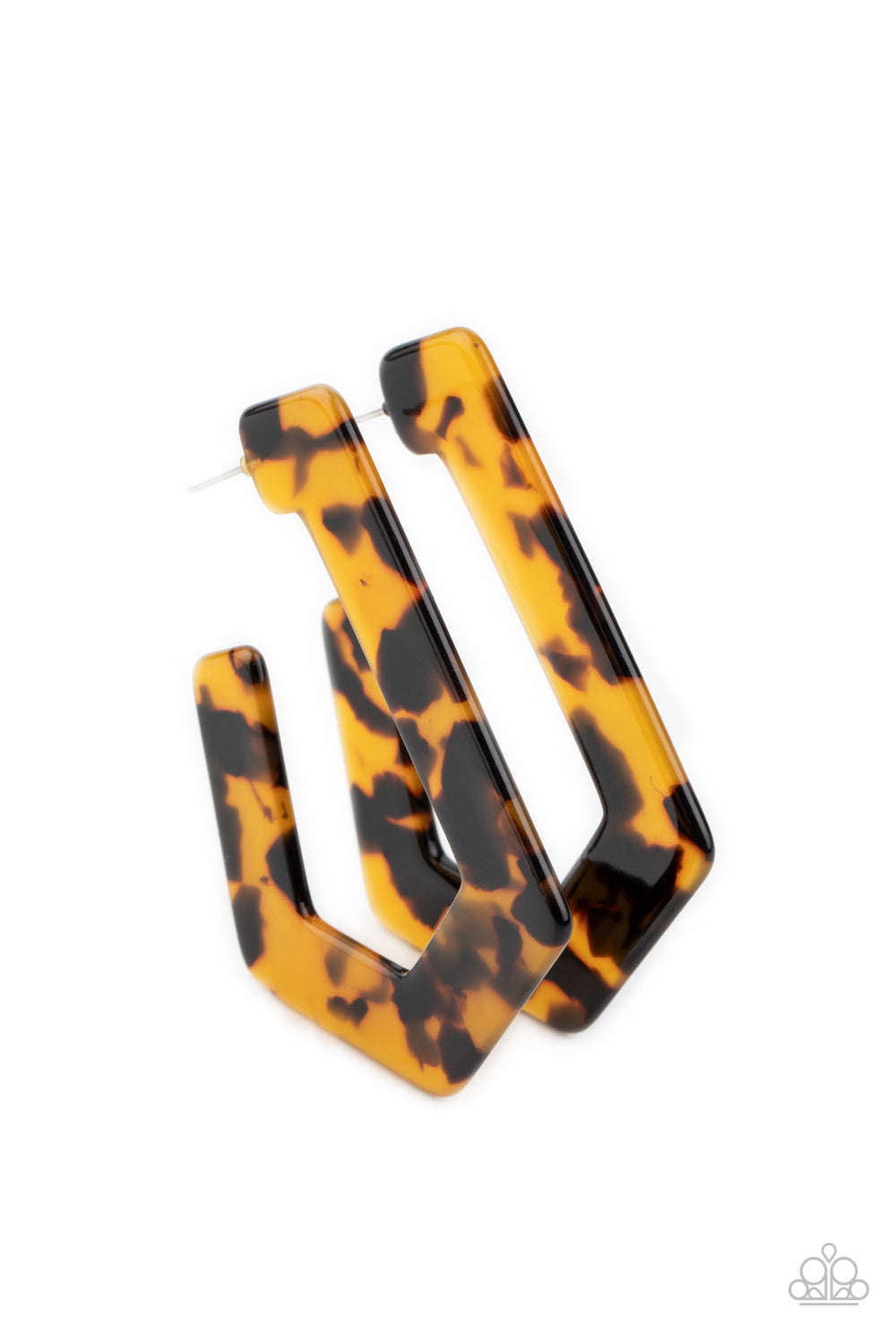 FLAT OUT FEARLESS - MULTI TORTOISE SHELL ACRYLIC GEOMETRIC HOOP EARRINGS