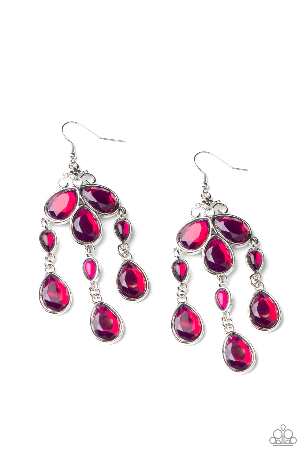 CLEAR THE HEIR - PURPLE OPALESCENT RHINESTONE BEADS FRINGE EARRINGS