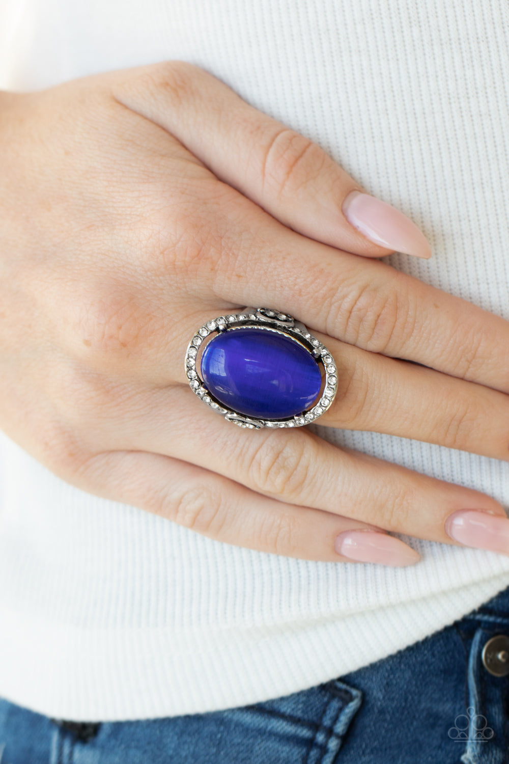 HAPPILY EVER ENCHANTED - BLUE LARGE OVAL MOONSTONE RING