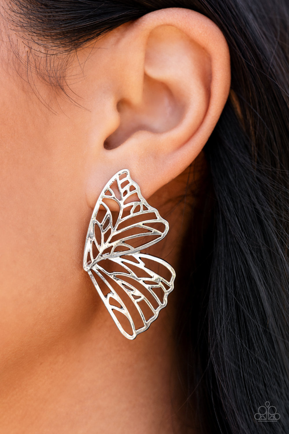 BUTTERFLY FRILLS - SILVER BUTTERFLY EARRINGS LIFE OF THE PARTY AUGUST 2021