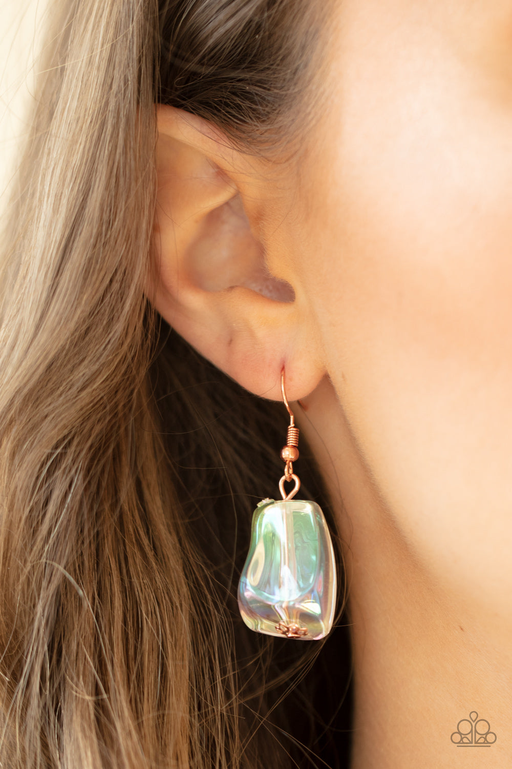 IRIDESCENTLY ICE QUEEN - COPPER IRIDESCENT ACRYLIC BEADS NECKLACE