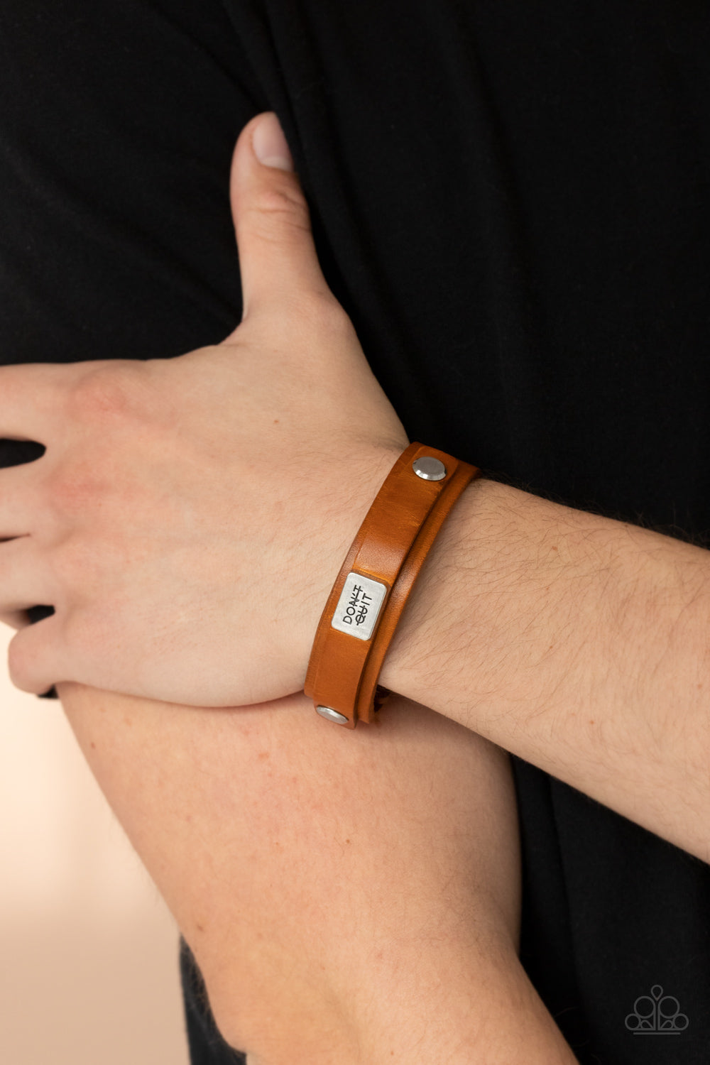 DONT QUIT NOW - BROWN LEATHER INSPIRATIONAL BRACELET