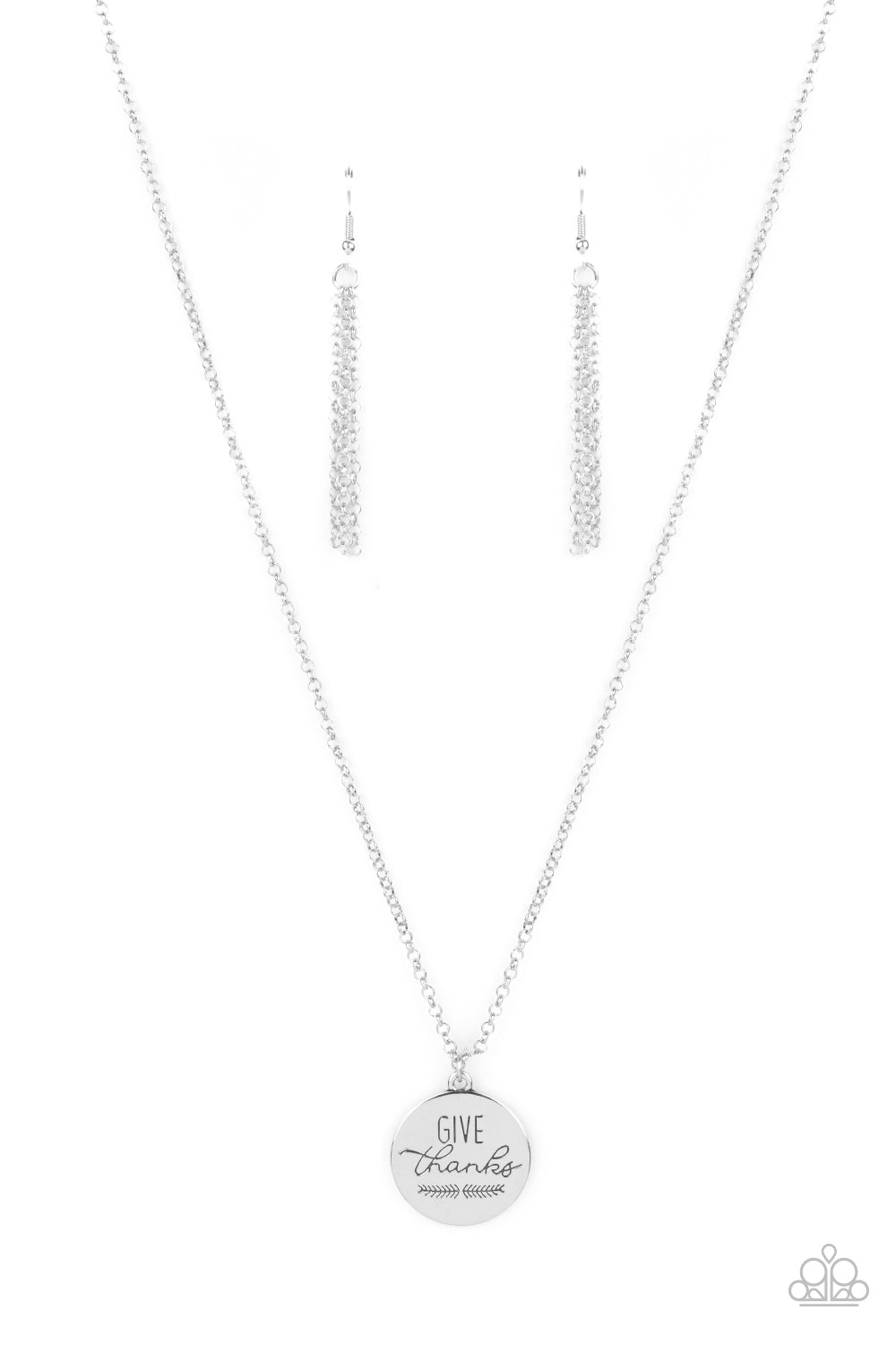 GIVE THANKS - SILVER INSPIRATIONAL NECKLACE