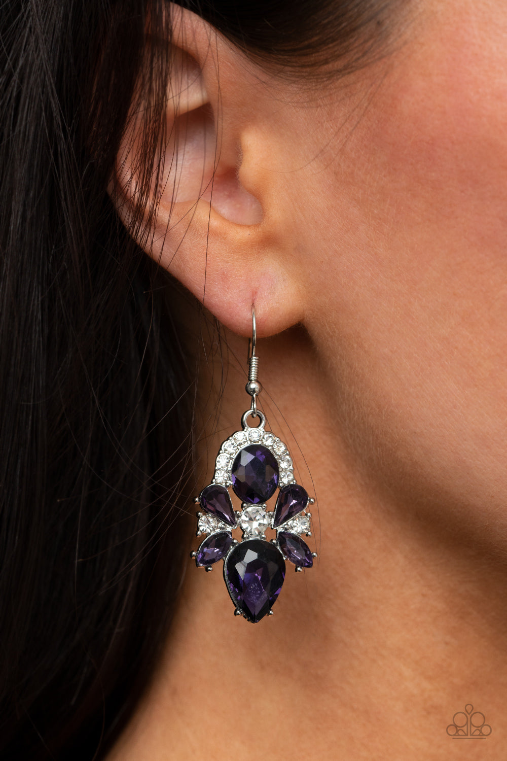 STUNNING STARLET - PURPLE AMETHYST RHINESTONES ANGEL SHAPE EARRINGS