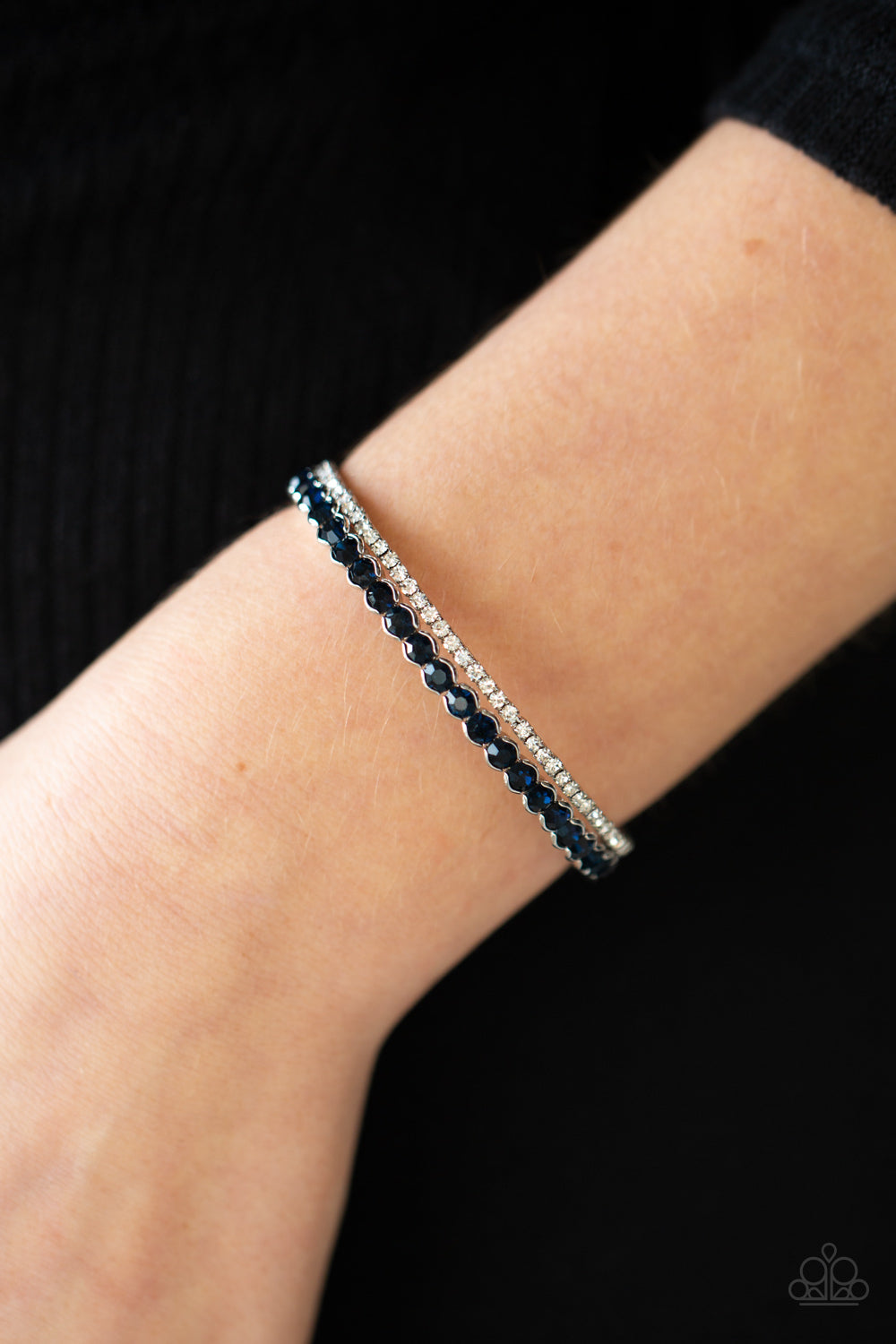 FAIRYTALE SPARKLE - BLUE SAPPHIRE RHINESTONES COIL CUFF BRACELET