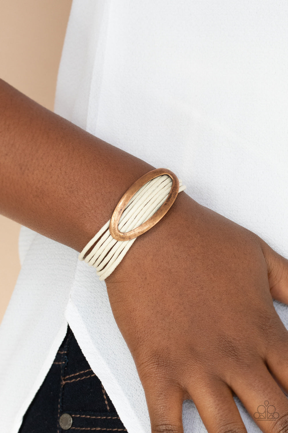 CORDED COUTURE - WHITE COPPER MAGNETIC BRACELET