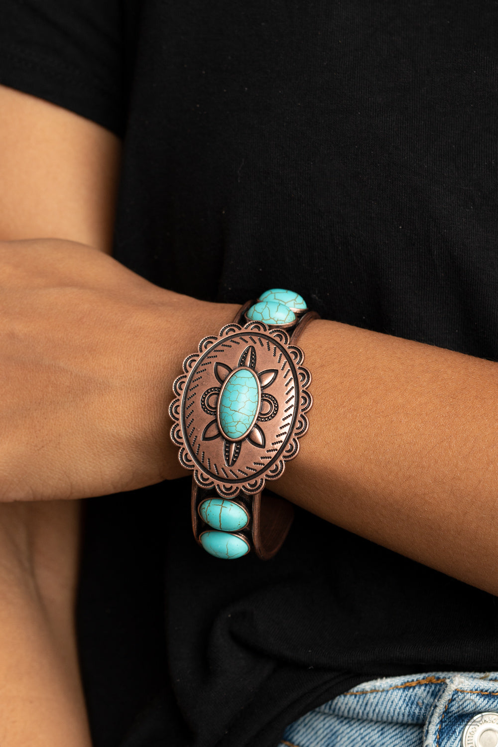 CANYON HEIRLOOM - COPPER AND TURQUOISE CUFF BRACELET