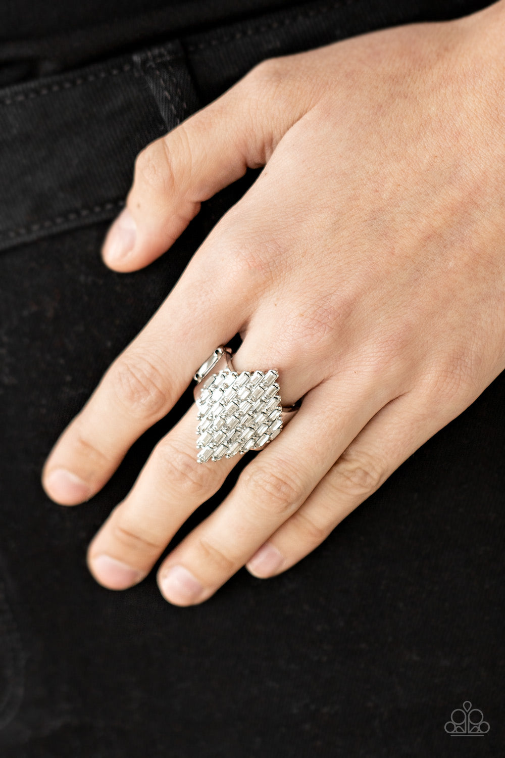 HIVE HUSTLE - WHITE BAGUETTES RHINESTONES LIFE OF THE PARTY RING