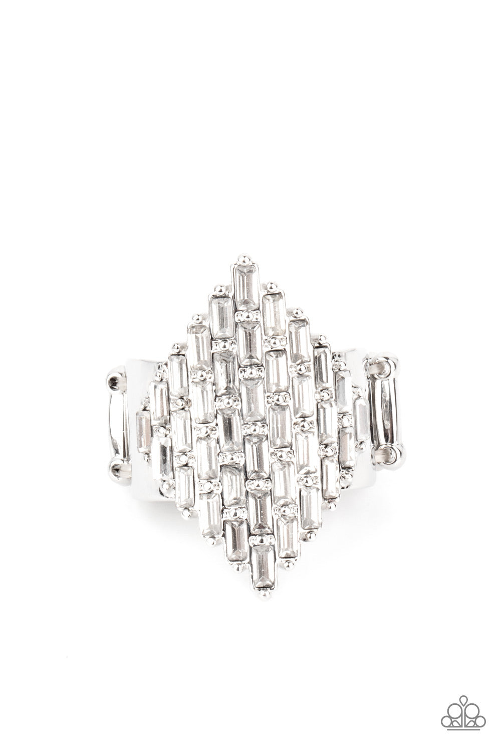 HIVE HUSTLE - WHITE BAGUETTES RHINESTONES LIFE OF THE PARTY RING