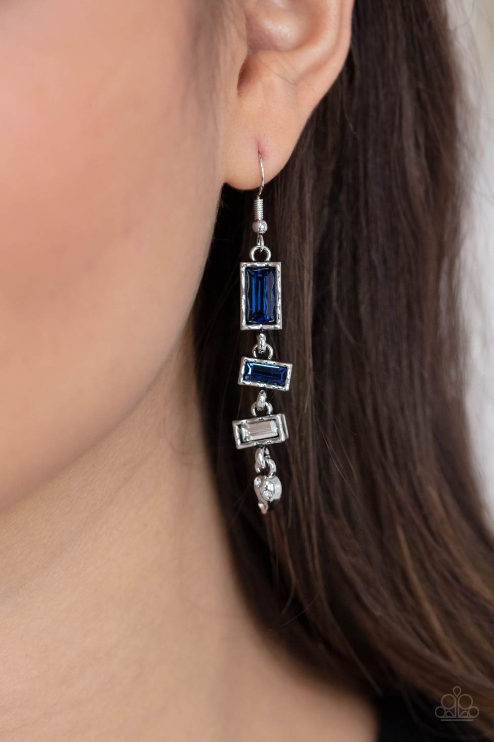 MODERN DAY ARTIFACT - BLUE SAPPHIRE RHINESTONE EARRINGS