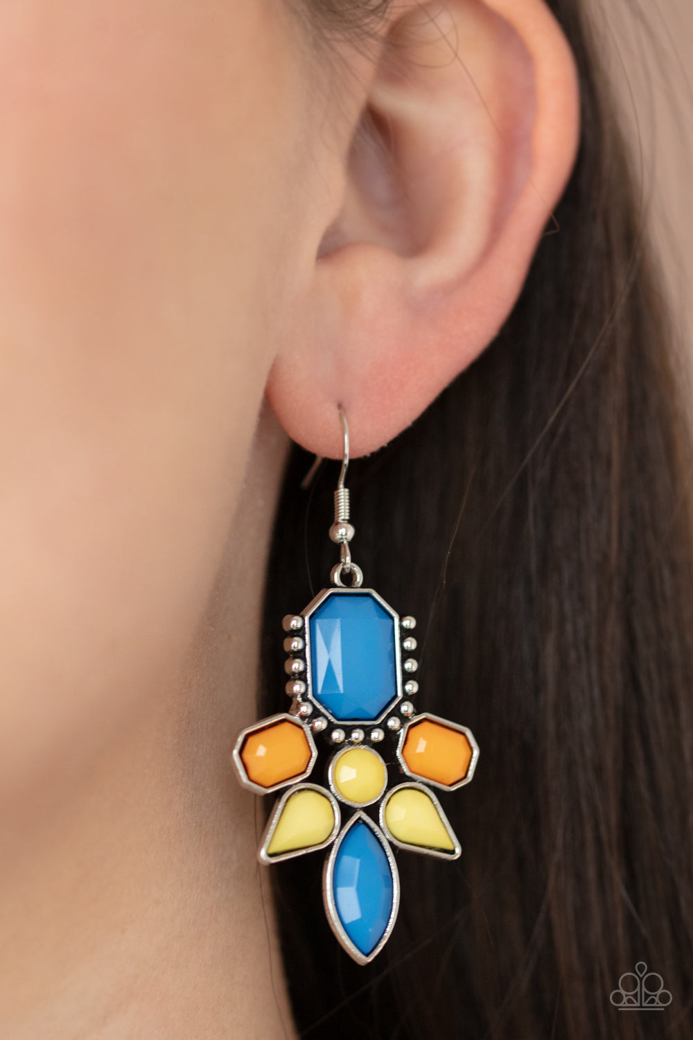 VACAY VIXEN - MULTI YELLOW BLUE ORANGE EARRINGS