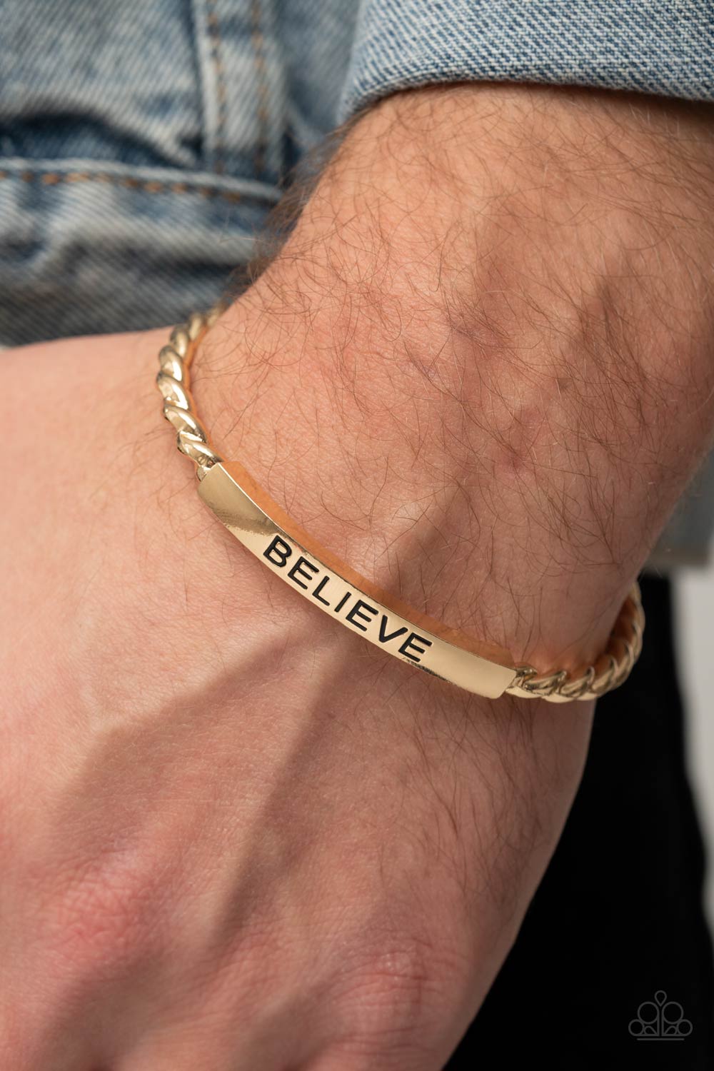 KEEP CALM AND BELIEVE - GOLD INSPIRATIONAL CUFF BRACELET