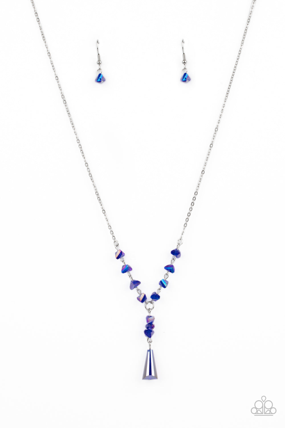 OLYMPIAN ORACLE - BLUE OIL SPILL Y SHAPED NECKLACE