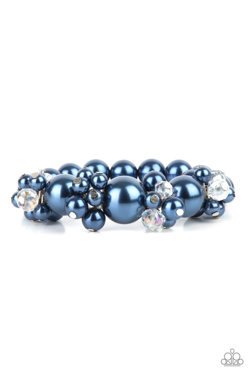 ALL DOLLED UPSCALE - BLUE NAVY PEARL NECKLACE IRIDESCENT BEADS