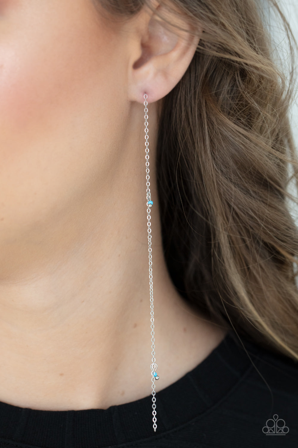 DAUNTLESSLY DAINTY - BLUE CRYSTALS LONG CHAIN DAINTY EARRINGS