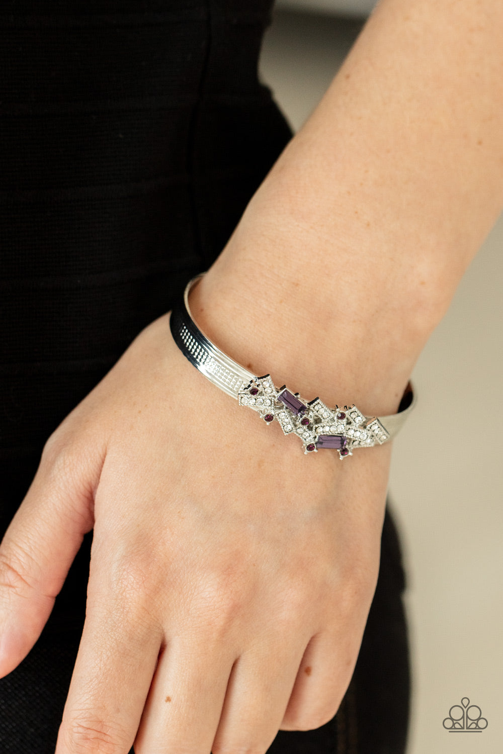 A CHIC CLIQUE - PURPLE AMETHYST RHINESTONE CUFF BRACELET