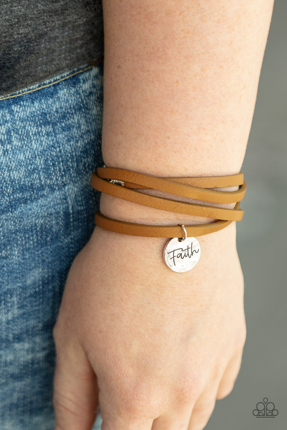 WONDERFULLY WORDED - BROWN LEATHER INSPIRATIONAL BRACELET
