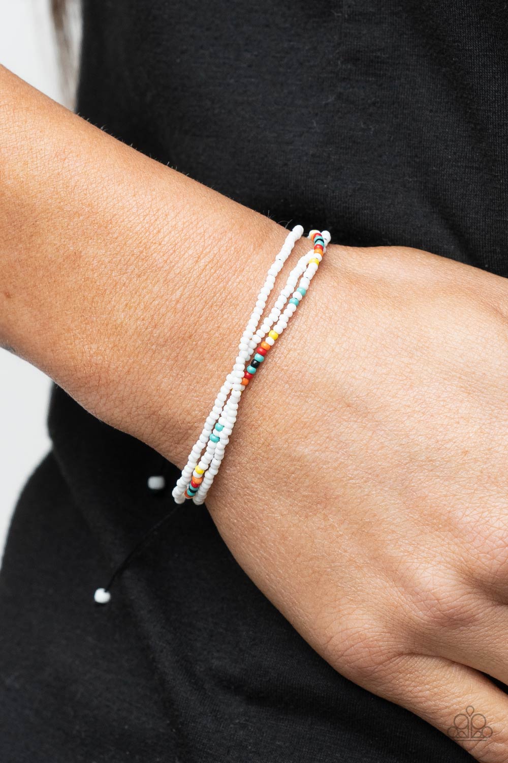 BASECAMP BOYFRIEND - WHITE SEED BEAD PULL CORD BRACELET