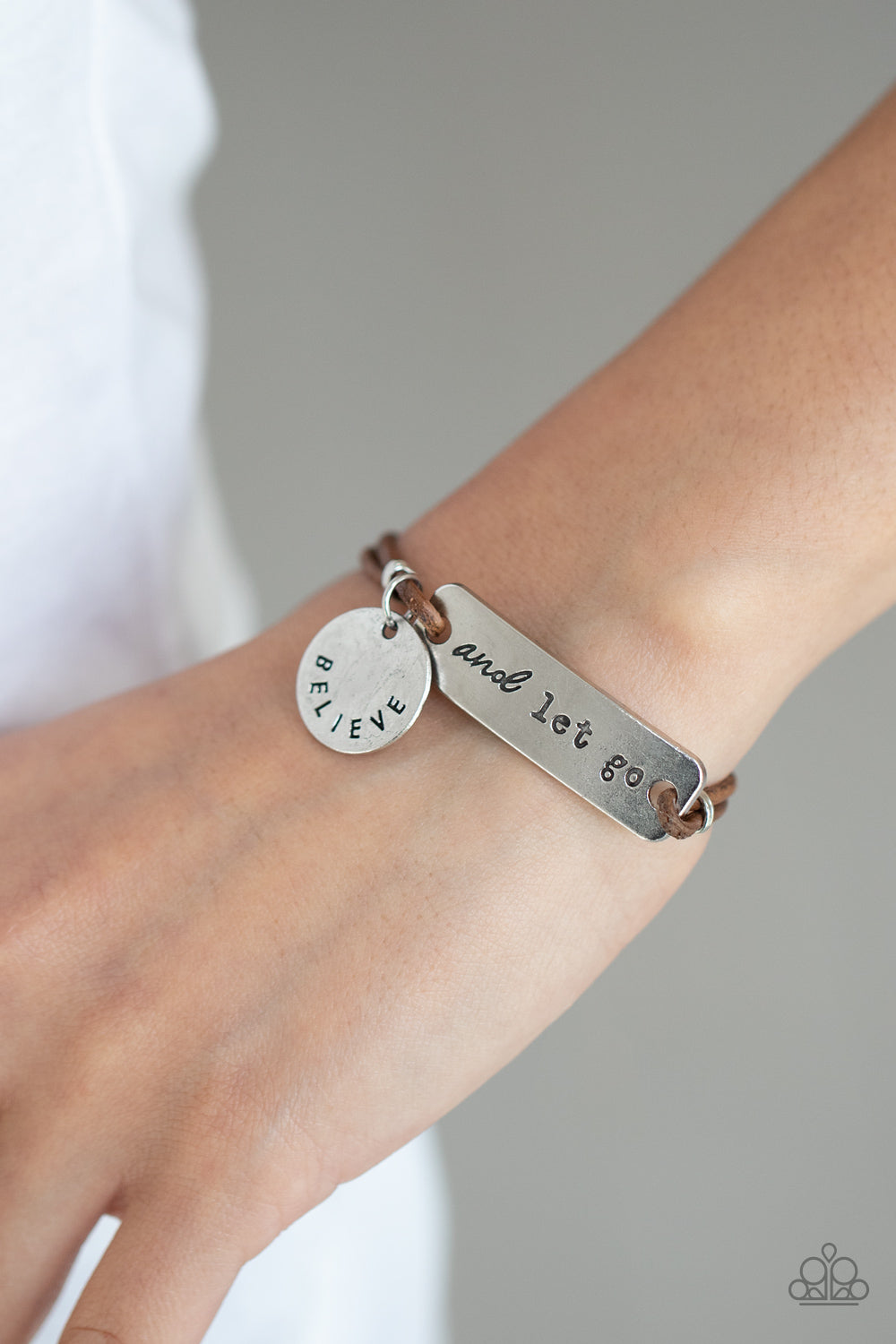 BELIEVE AND LET GO - BROWN INSPIRATIONAL BRACELET