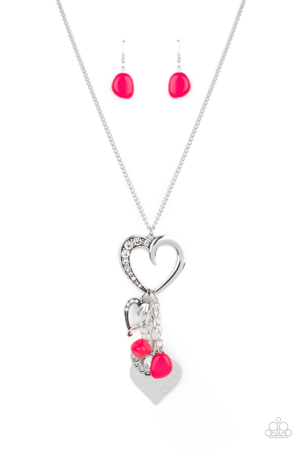 FLIRTY FASHIONISTA - PINK HEART CHARM NECKLACE