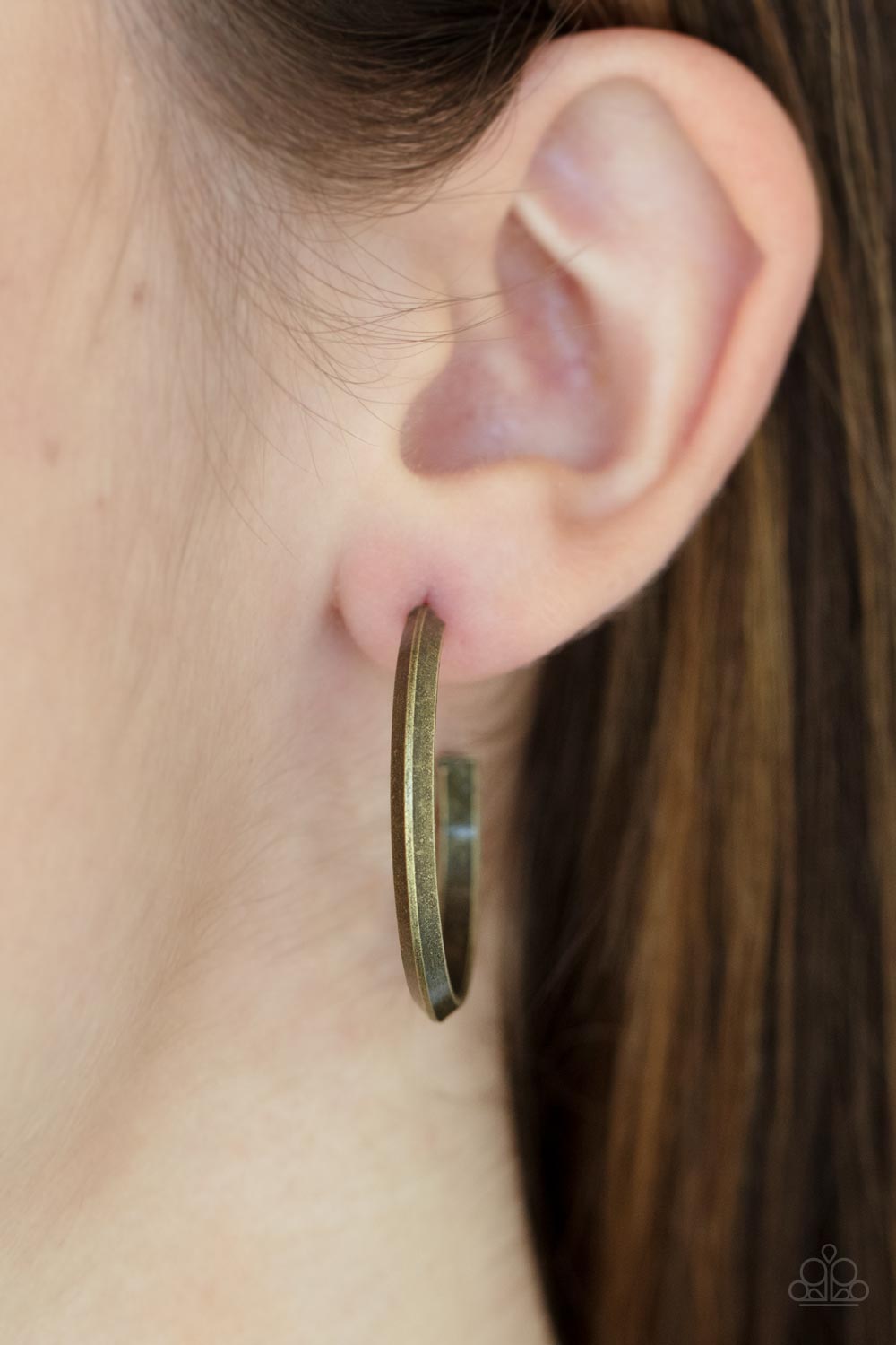 ON THE BRINK - BRASS ANTIQUED MEDIUM HOOP EARRINGS