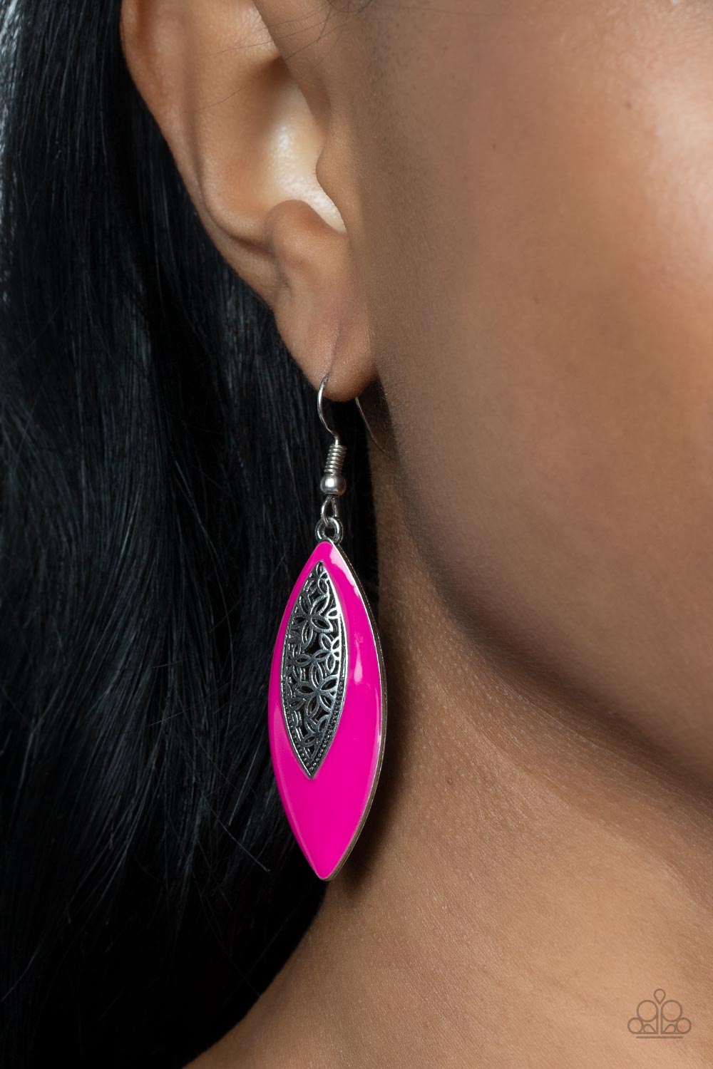 VENETIAN VANITY - PINK ENAMEL SILVER FILIGREE EARRINGS