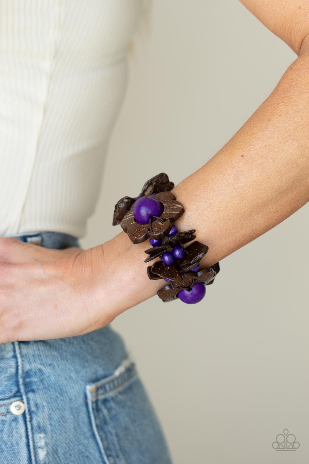 MEDITERRANEAN MANGROVE - PURPLE WOODEN FLORAL BRACELET