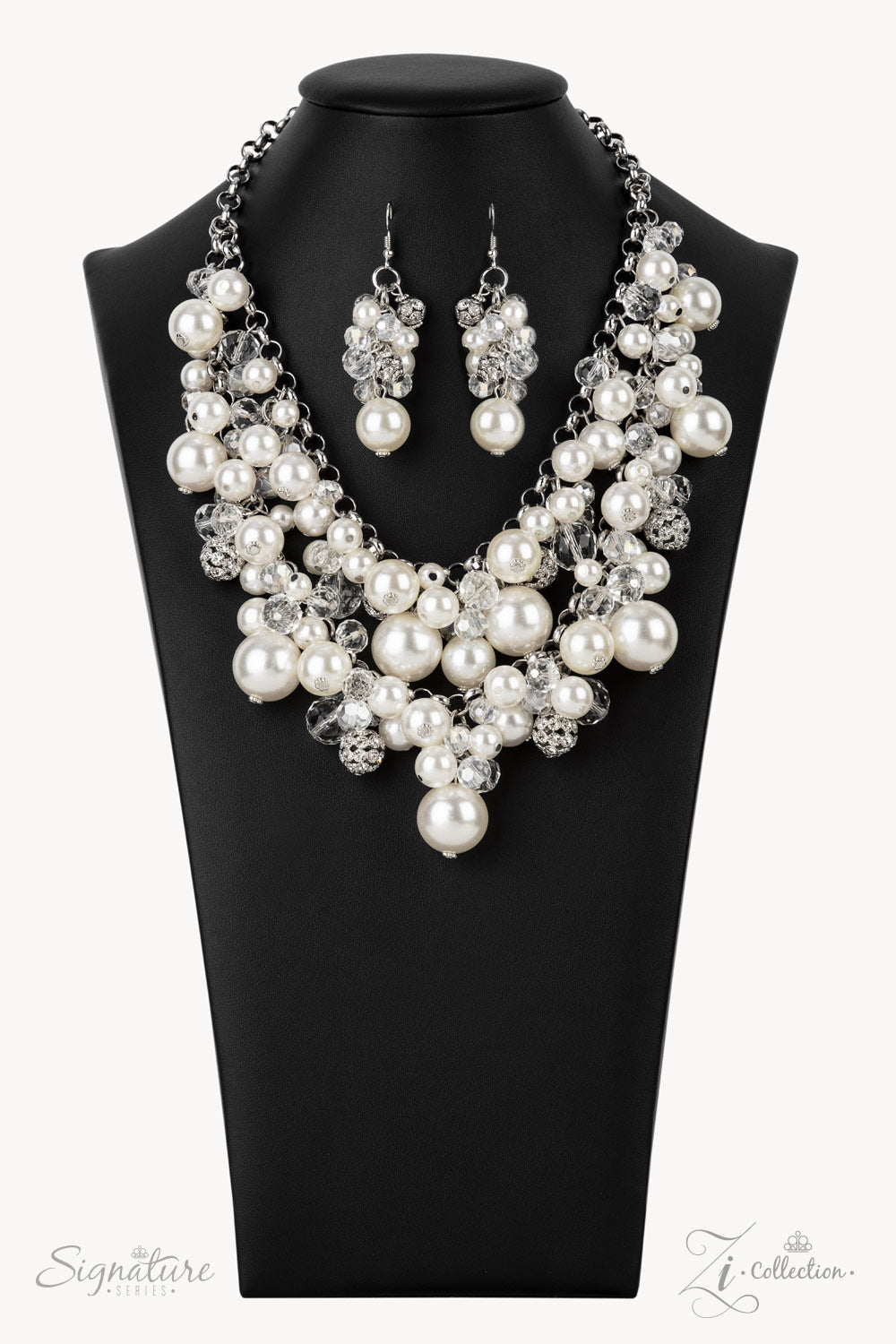 THE JANIE - WHITE PEARLS RHINESTONES 2021 ZI NECKLACE