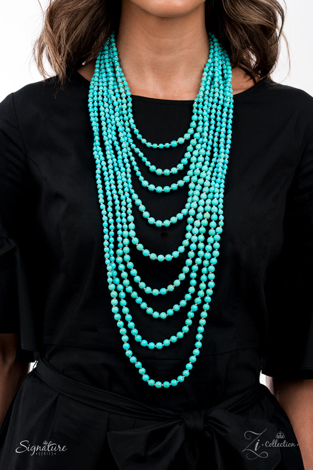 THE HILARY - BLUE TURQUOISE MULTI LAYER 2021 ZI NECKLACE SET