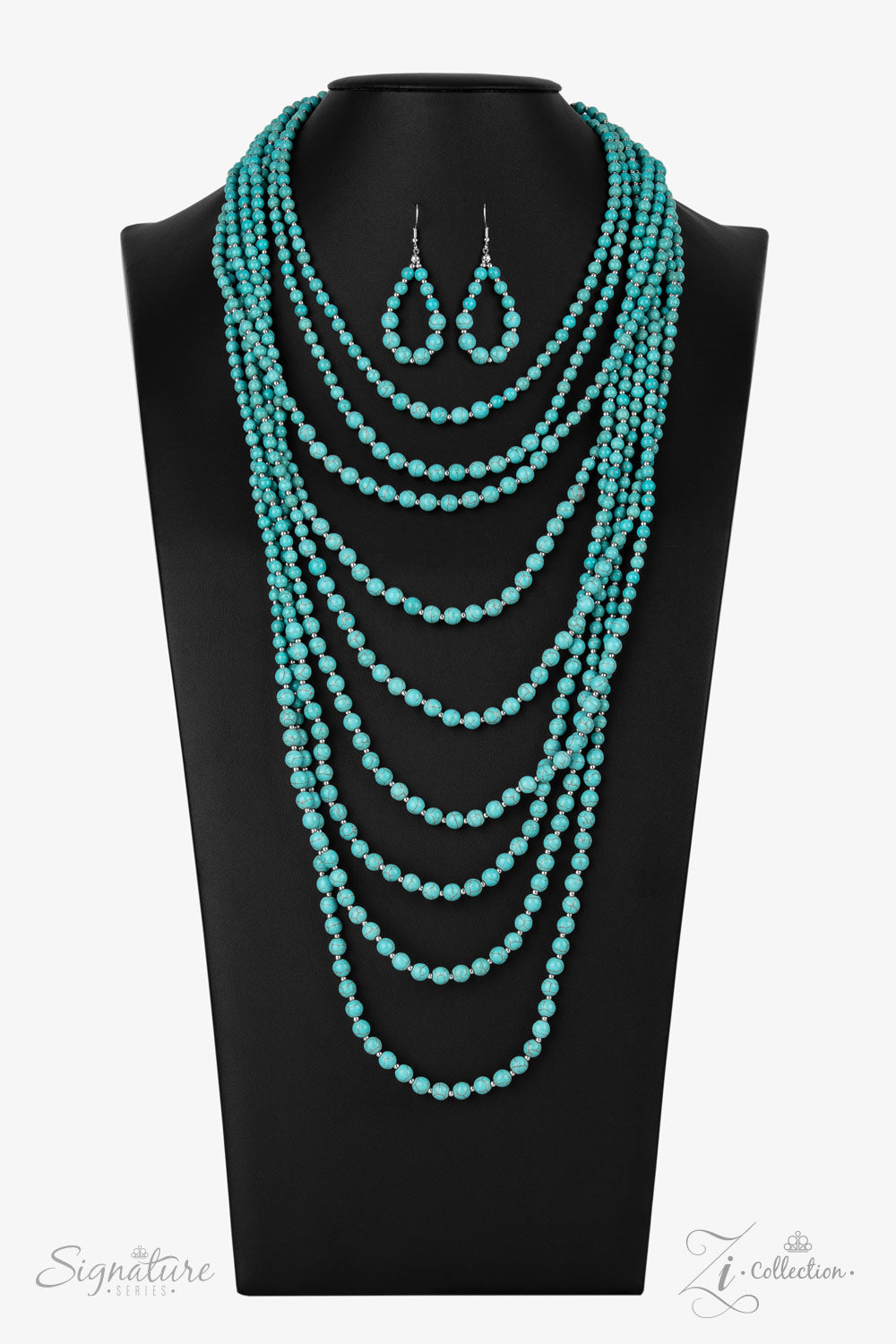 THE HILARY - BLUE TURQUOISE MULTI LAYER 2021 ZI NECKLACE SET