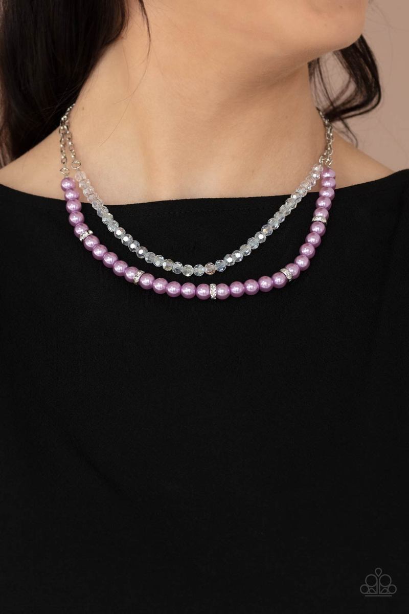 PARISIAN PRINCESS - PURPLE PEARLS IRIDESCENT NECKLACE