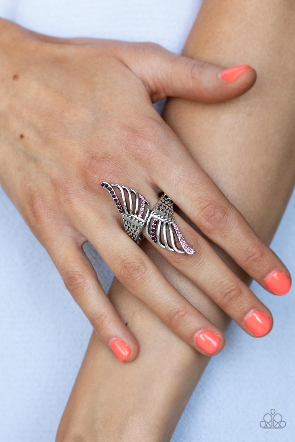 ANGELS AMONG US - PURPLE AND PINK ANGEL WINGS RING