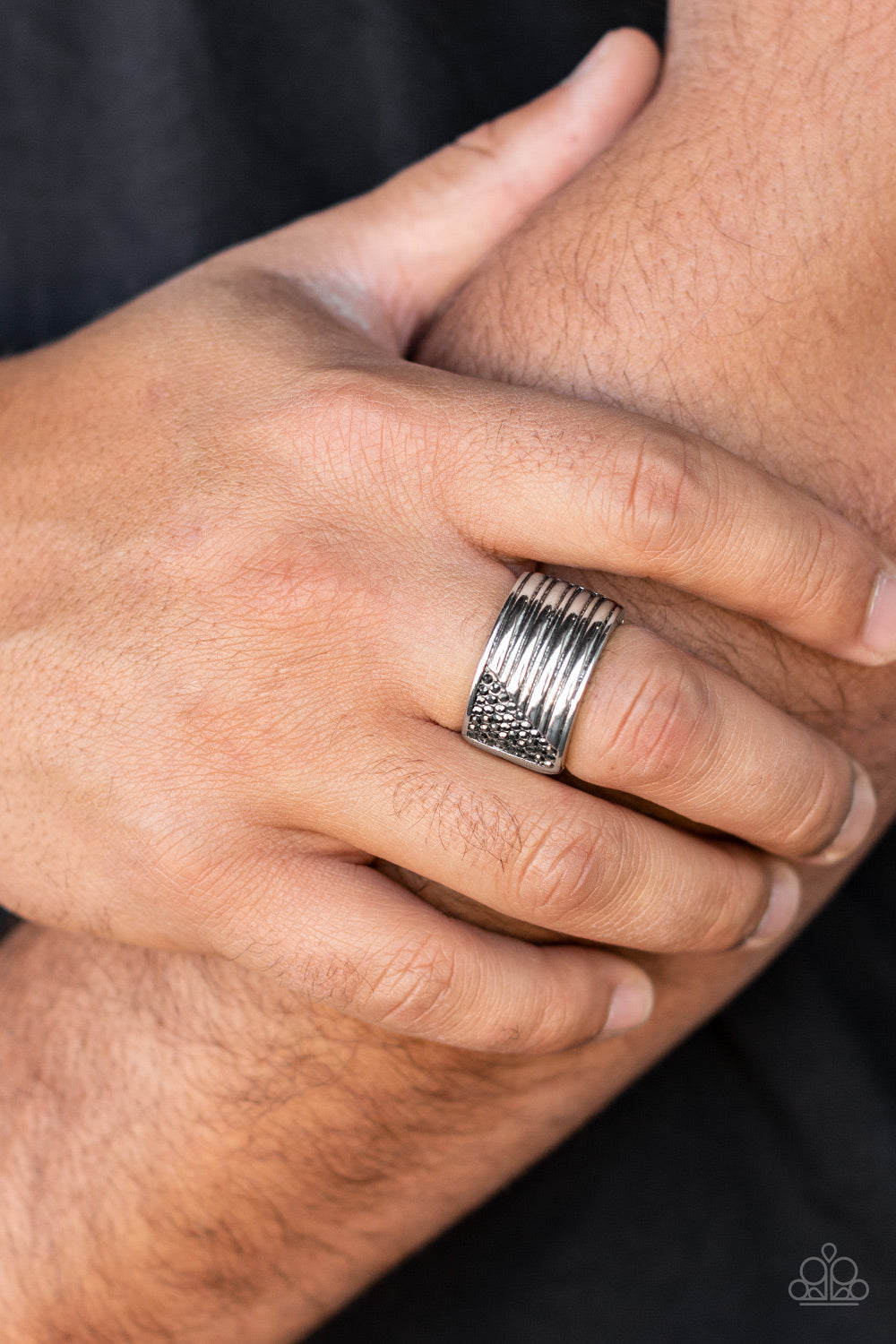 LEGENDARY LINEUP - SILVER HEMATITE MENS RING MEN'S
