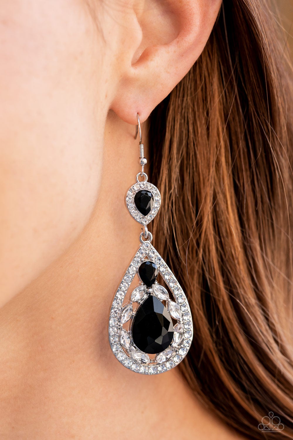 POSH PAGEANTRY - BLACK RHINESTONE LIFE OF THE PARTY JANUARY 2022 EARRINGS