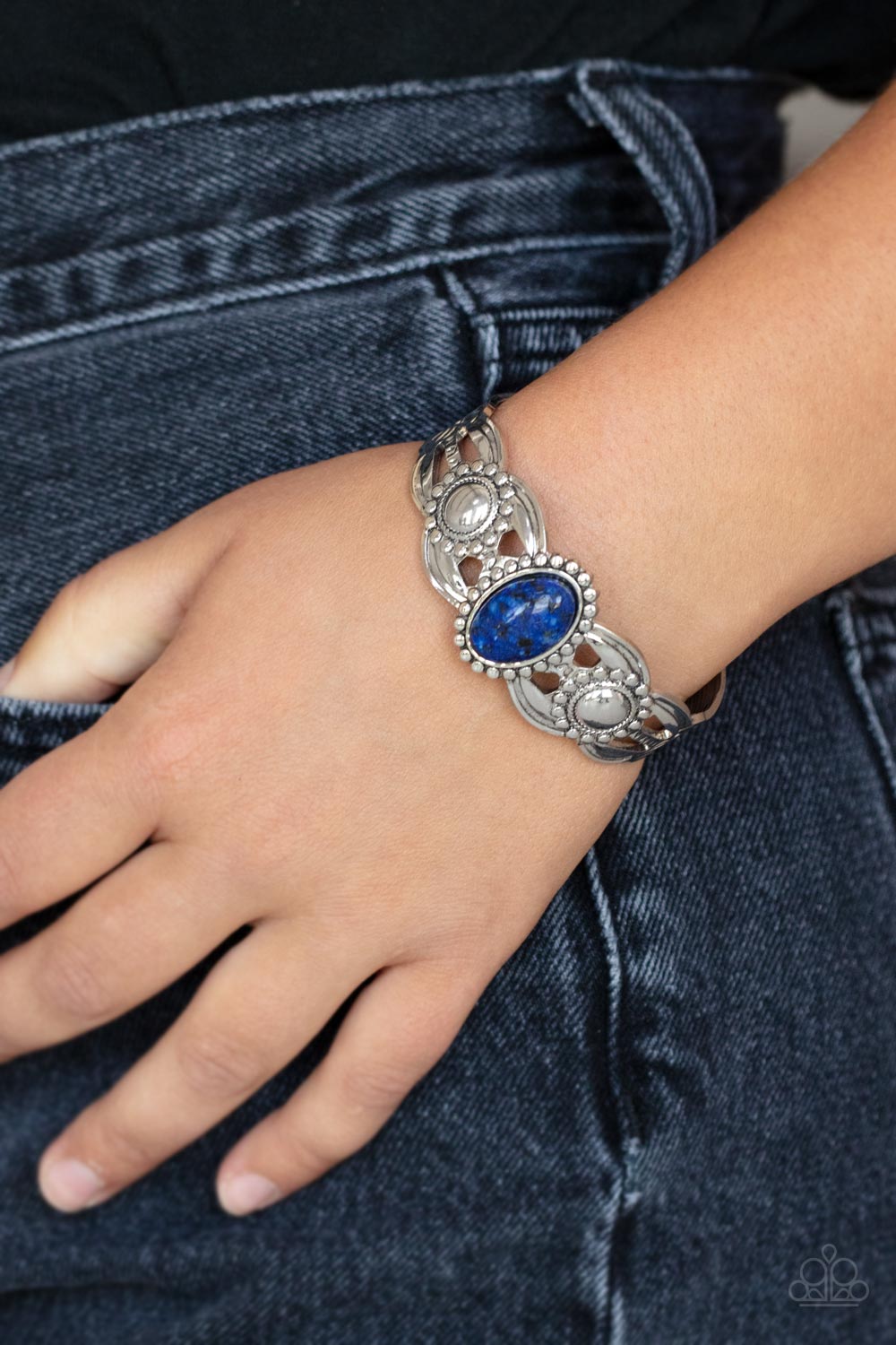 SOLAR SOLSTICE - BLUE AND SILVER CUFF BRACELET