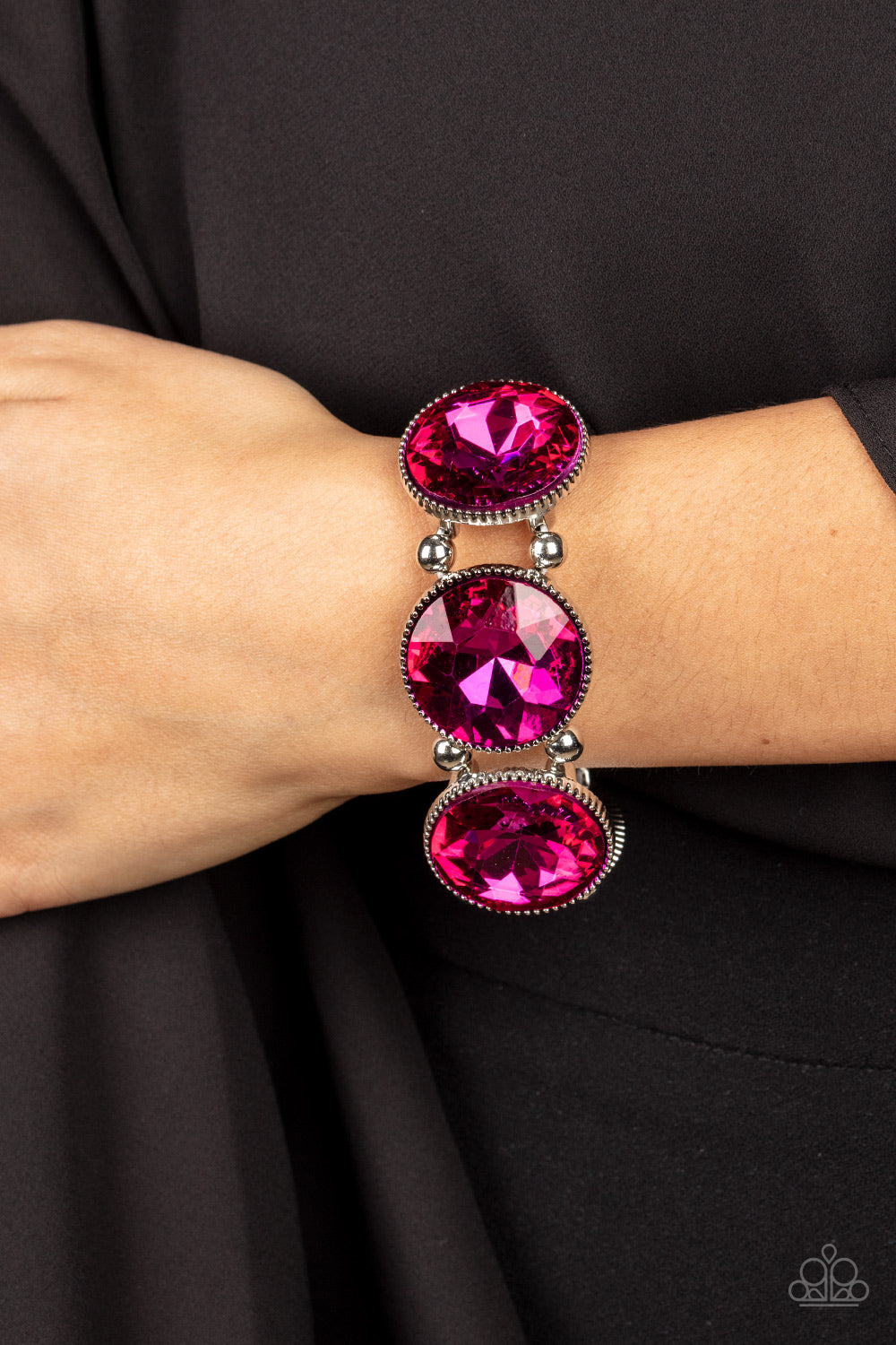 POWERHOUSE HUSTLE - PINK HOT PINK RHINESTONES STRETCH BRACELET