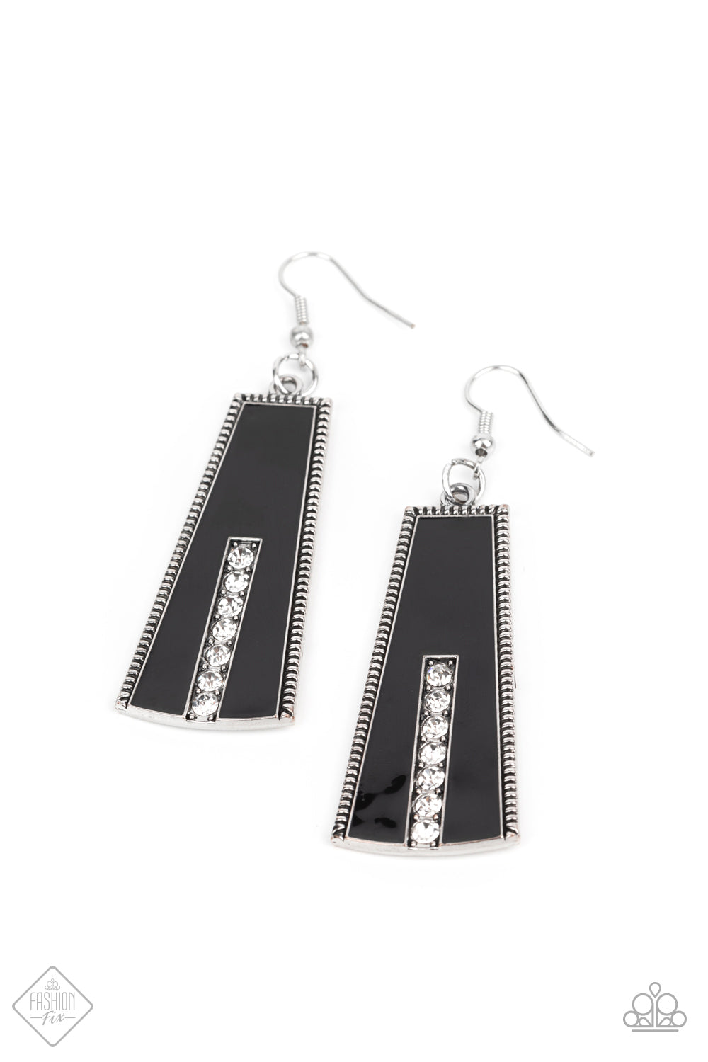 DEMANDINGLY DECO - BLACK ENAMEL FASHION FIX EARRINGS