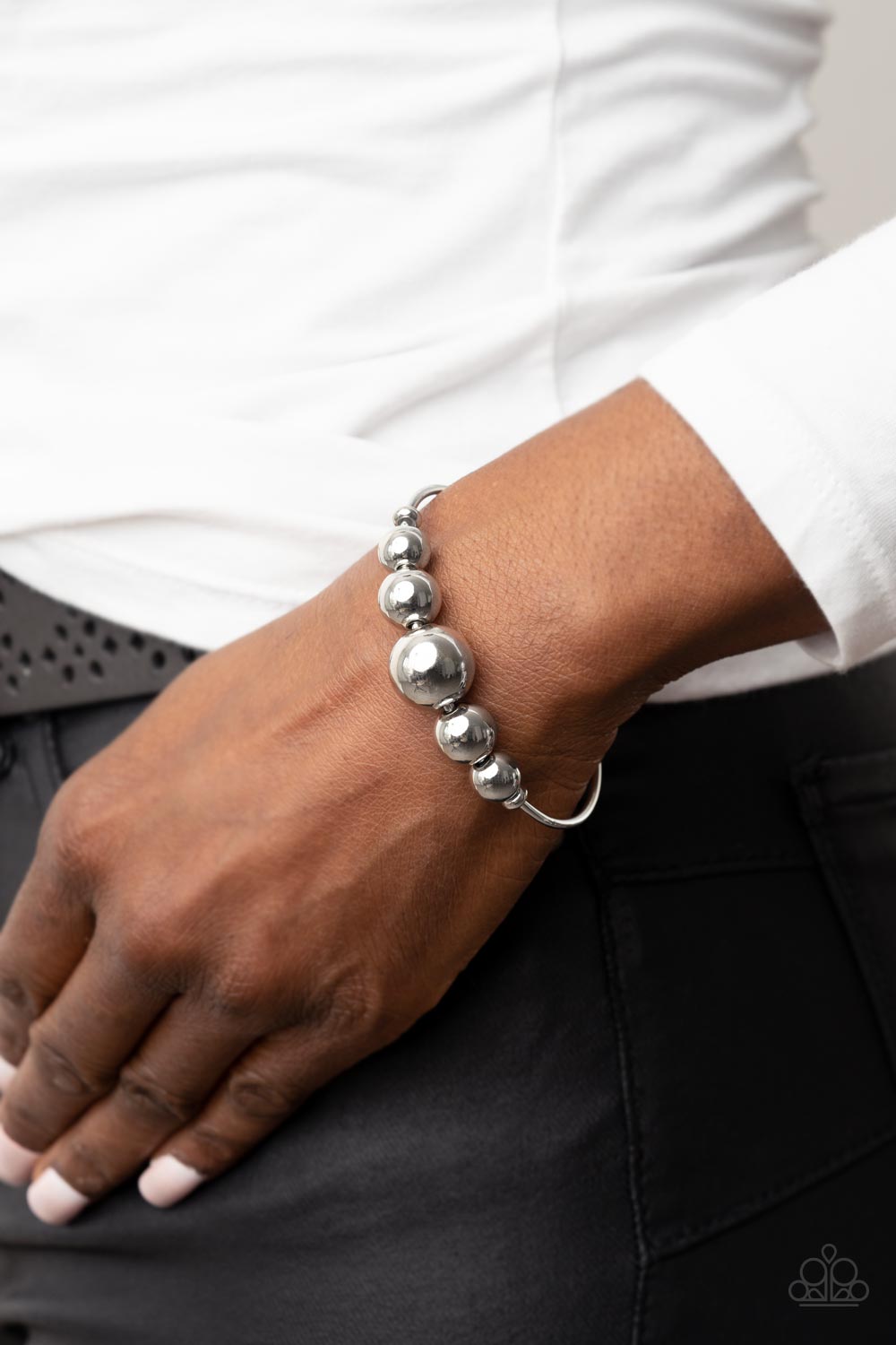BEAD CREED - SILVER GRADUATED BEADS CUFF BRACELET