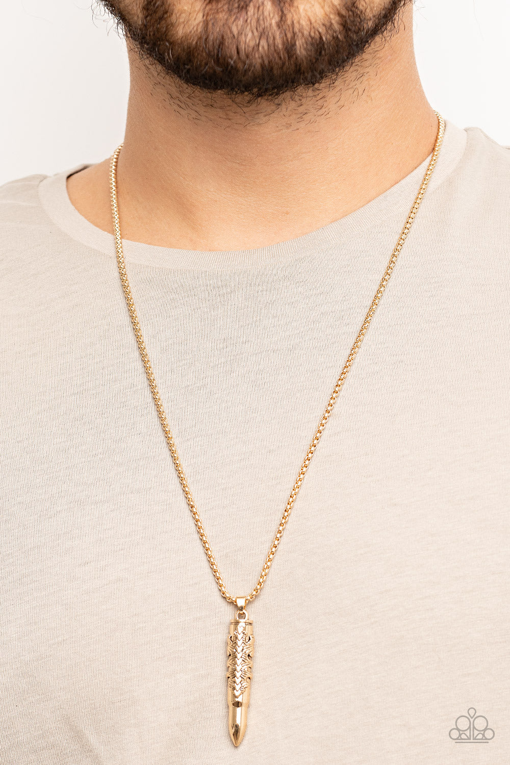 MYSTERIOUS MARKSMAN - GOLD MENS BULLET NECKLACE