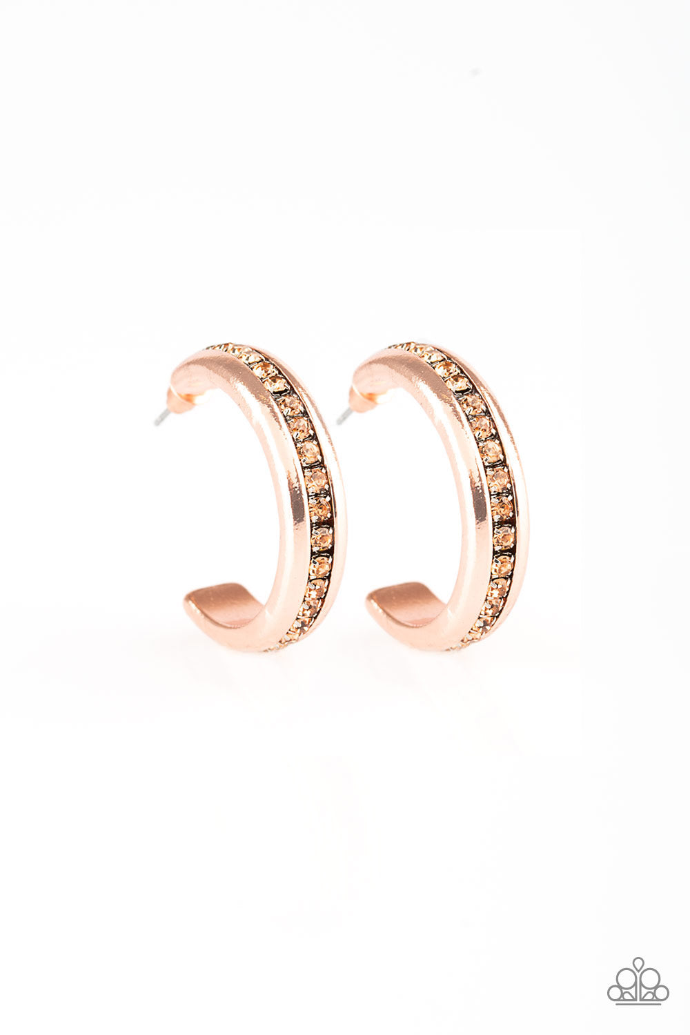 5TH AVENUE FASHIONISTA - COPPER TOPAZ RHINESTONES MEDIUM HOOP EARRINGS