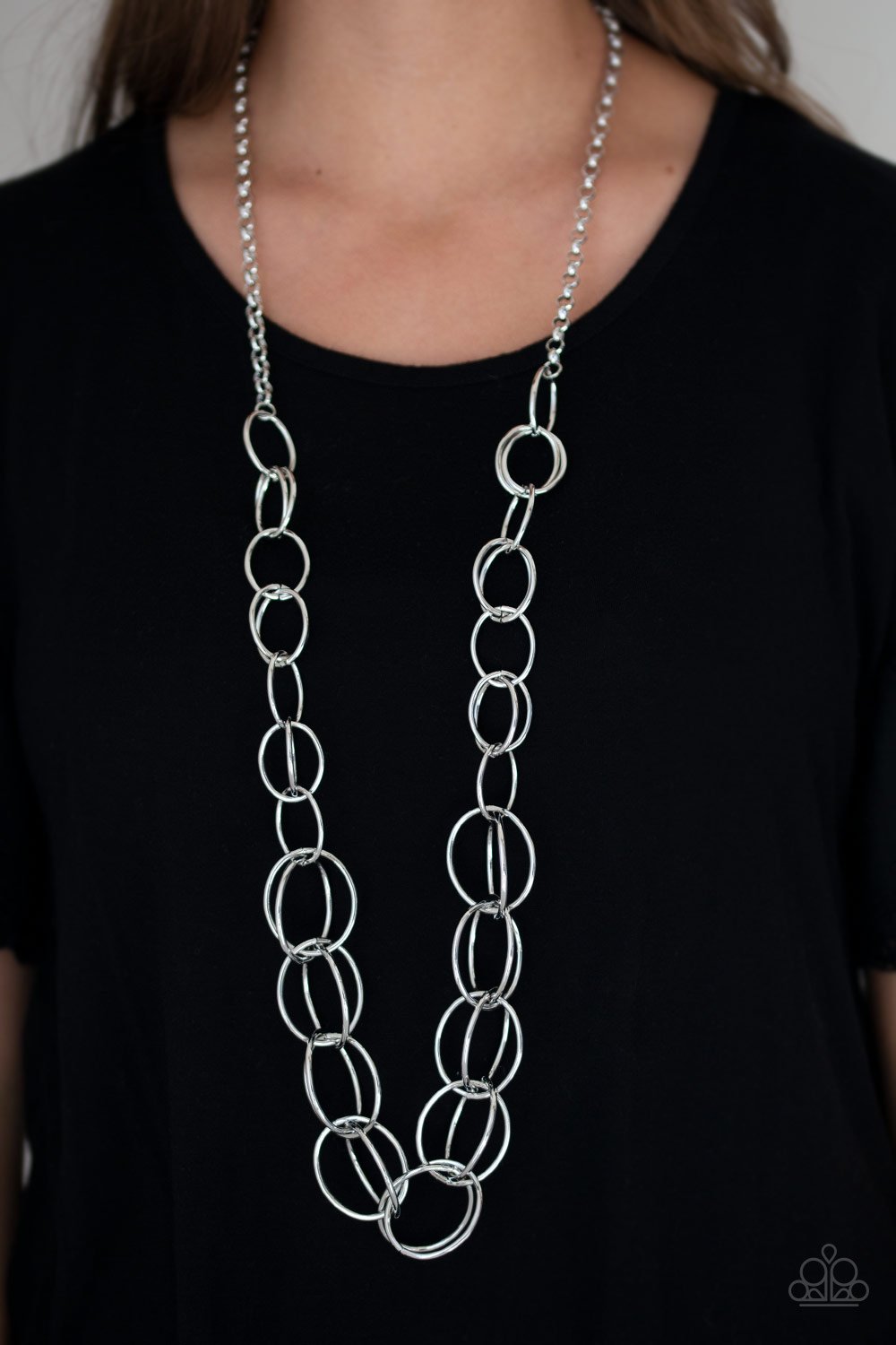ELEGANTLY ENSNARED - SILVER RINGS NECKLACE