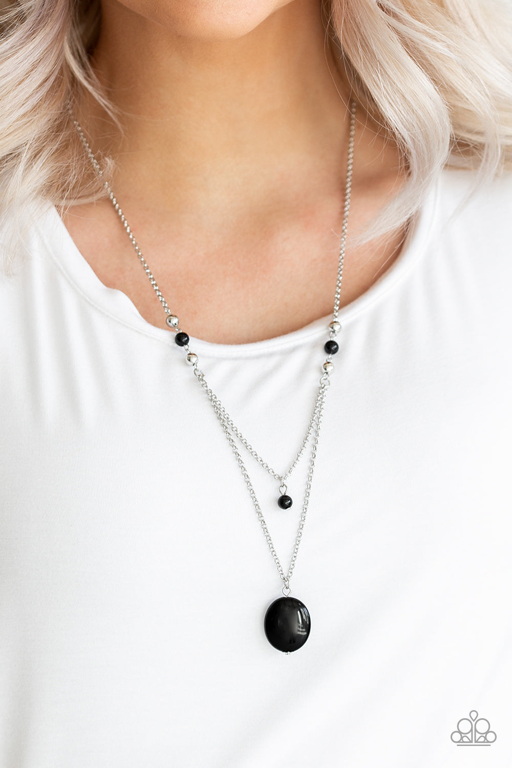 TIME TO HIT THE ROAM - BLACK OVAL NATURAL STONE DAINTY NECKLACE