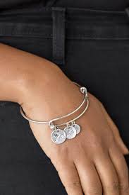 DREAMY DANDELIONS - SILVER FLOWER CHARMS PRESSURE BANGLE BRACELET